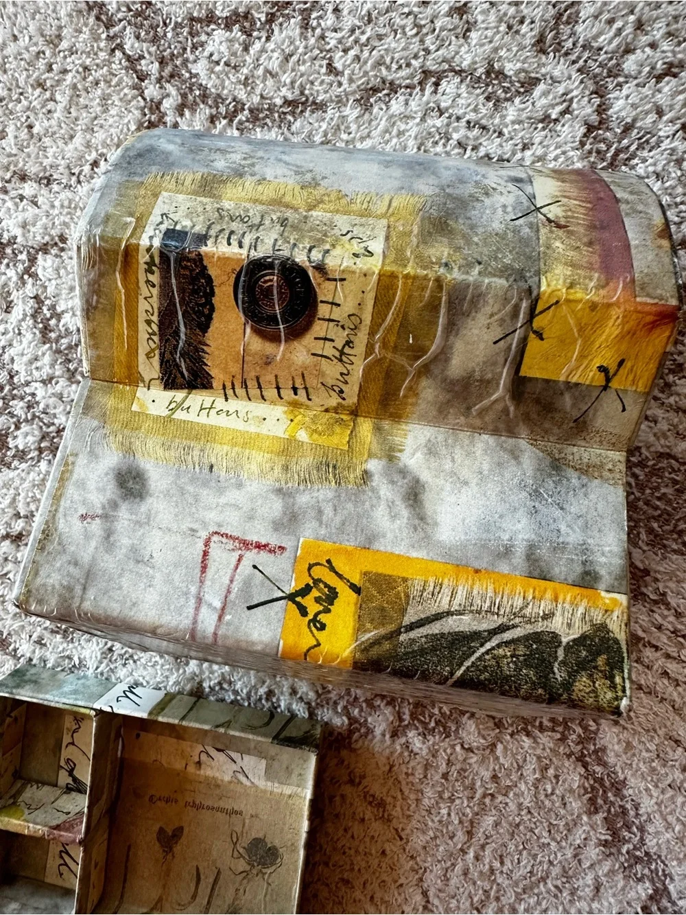 Artist Made Mixed Media Keepsake Box Removable Tray Jewelry Box Folk Art OOAK